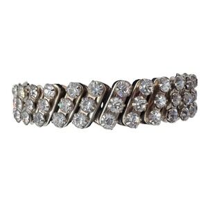 Sparkling Vintage‎ Rhinestone Expansion Bracelet Silver Tone Statement Glamour